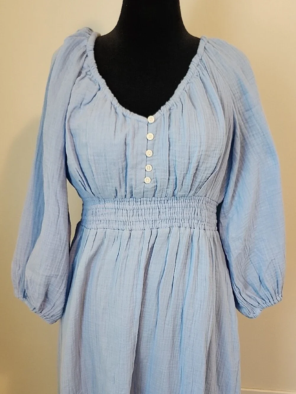 NWT J. Crew Soft Cotton Gauze Dress Blue Size L
